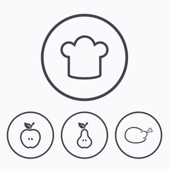 Food icons. Apple and Pear fruit symbols.