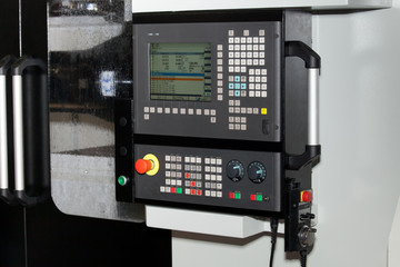 Control panel of CNC machine close up