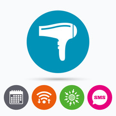 Hairdryer sign icon. Hair drying symbol.