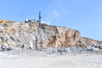 Drilling for limestone in a quarry