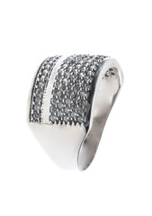 Diamonds ring on white gold body shape 