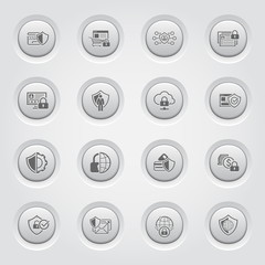 Button Design Protection and Security Icons Set