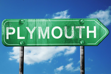 Plymouth, 3D rendering, a vintage green direction sign