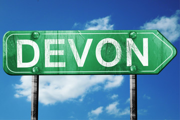 Devon, 3D rendering, a vintage green direction sign