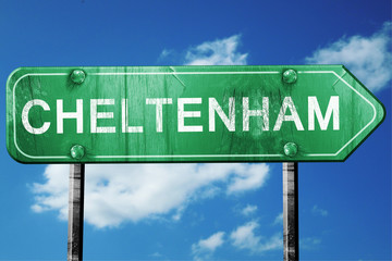 Cheltenham, 3D rendering, a vintage green direction sign