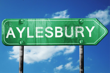 Aylesbury, 3D rendering, a vintage green direction sign