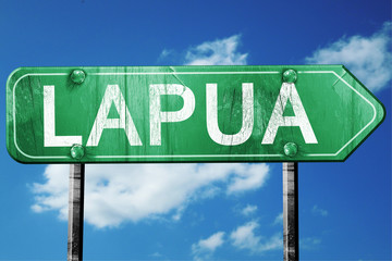 Lapua, 3D rendering, a vintage green direction sign