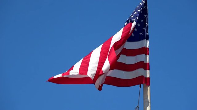 Flag of the United States of America waving in the wind