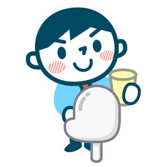 検尿採取する男性