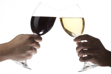 toasting wine glasses.