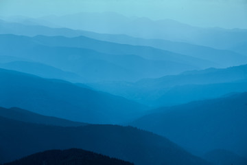 Fototapeta na wymiar Blue mountains in Ukraine Carpathians