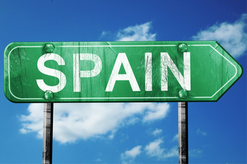 Spain, 3D rendering, a vintage green direction sign