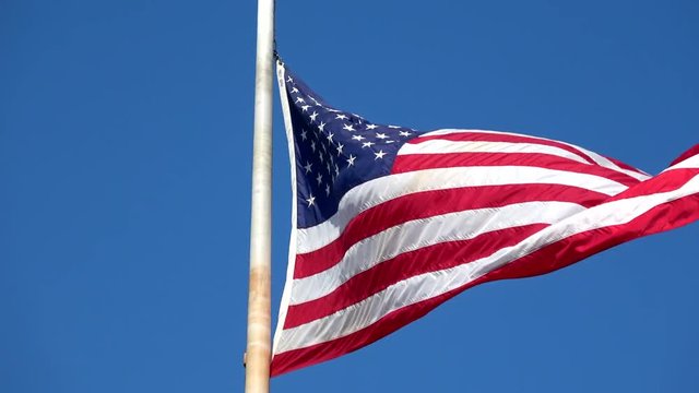 Flag of the United States of America waving in the wind
