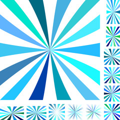 Cyan white ray burst background set