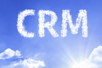 Naklejka na ściany i meble CRM cloud word with a blue sky