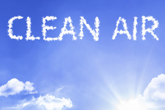 Clean Air cloud word with a blue sky