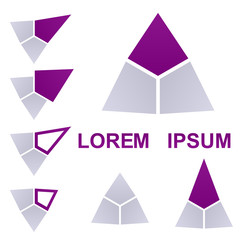 Purple grey triangular logo design set