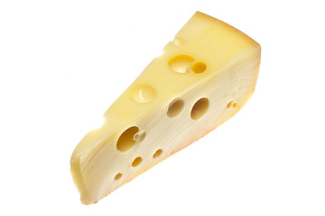 slice of cheese on white background.
