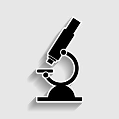 Microscope sign. Sticker style icon