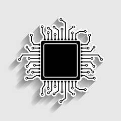 CPU Microprocessor. Sticker style icon
