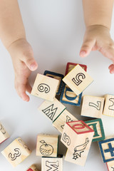 Playing with block toys