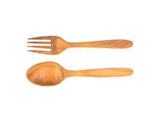 Wooden kitchen spoon and fork