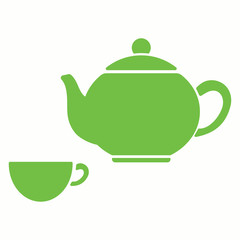 teapot and cup icon relax green icon