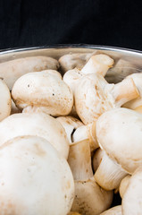 champignons in a metal bowl