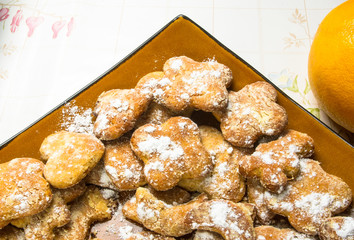 homemade cookies in powdered sugar