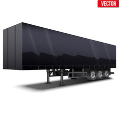 Blank black parked semi trailer