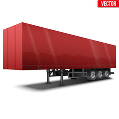 Blank red parked semi trailer