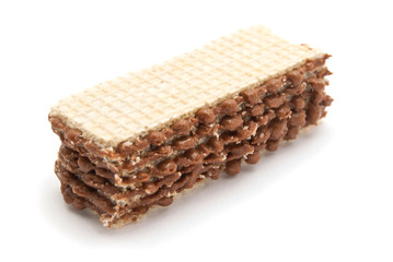delicious wafer with chocolate on white