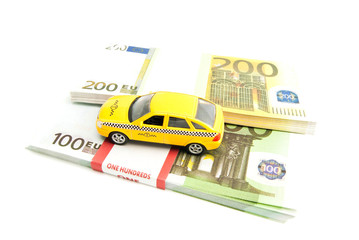 taxi car and banknotes
