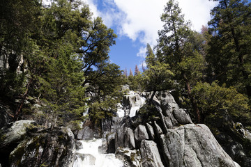 Waterfall Along Chilnualna Trail Yosemite National Park Californ