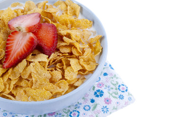 breakfast cereal with strawberry slices