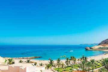 Fototapeta premium Beach of Barr Al Jissah in east of Muscat, Oman.