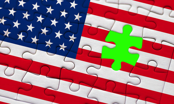 usa vote election for 2016 united states of america flag on puzzle with puzzle piece with chroma green screen