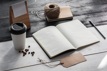 Naklejka na ściany i meble Sketchbook for logo or illustration with coffee