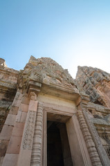 Ancient historical park castle rock about a thousand years ago at Buriram province,Thailand