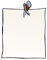 Note pinned to the wall with a dagger. 