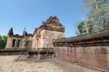 Ancient historical park castle rock about a thousand years ago at Buriram province,Thailand