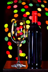 Still life, Red wine with glass and bokeh background, lowkey