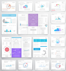 Brochure design for business reports, cover layout and infograph