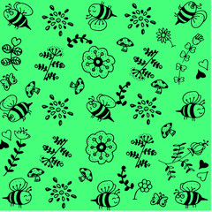 Flower and insect doodle art