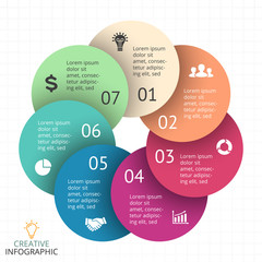 Vector circle arrows infographic, diagram, graph, presentation, chart. Business cycle concept with 7 options, parts, steps, processes. Info graphic data template.