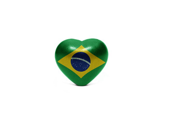 heart with national flag of brazil