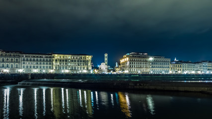 Italy Florence from the Arno River at night