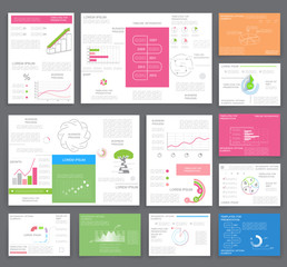 Business graphics brochure, vector set