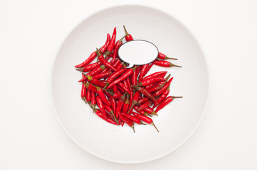 Talking food: red hot chili peppers with label
