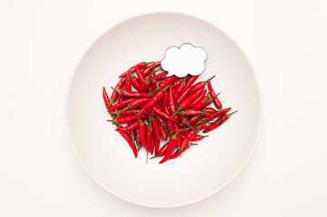 Talking food: red hot chili peppers with label